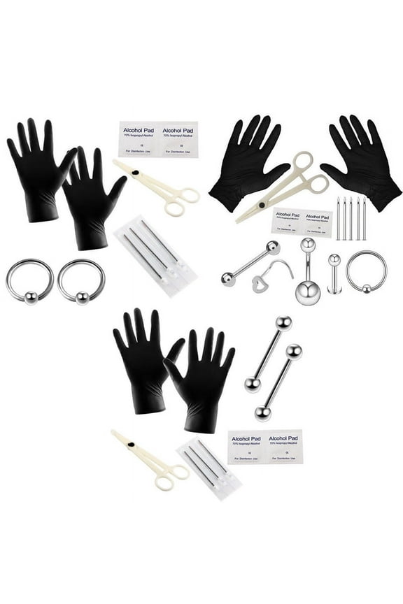 Nose Septum Belly Button Body Piercing Kit with Needle