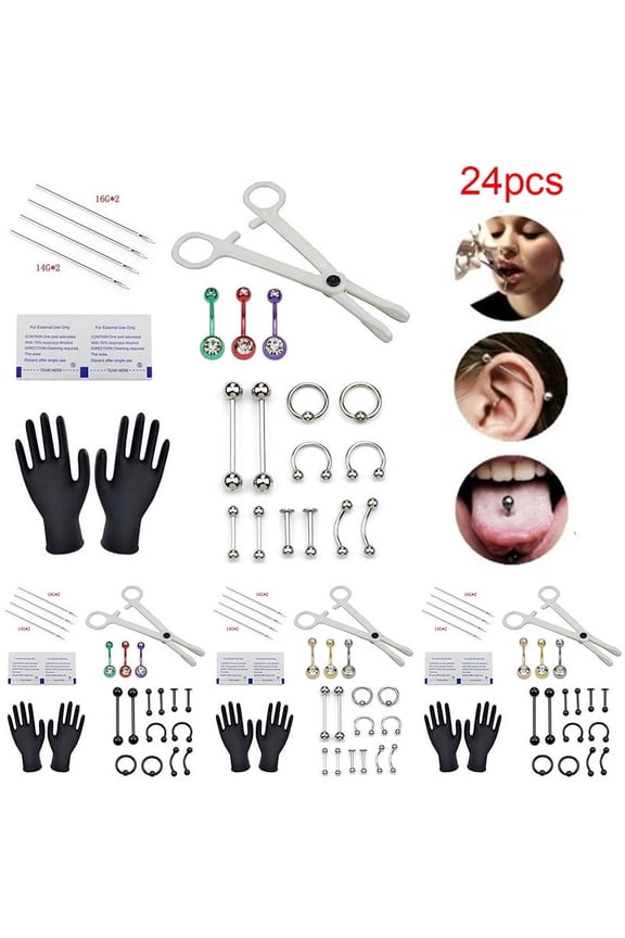 Professional Body Piercing Tool Kit, 24 Pieces