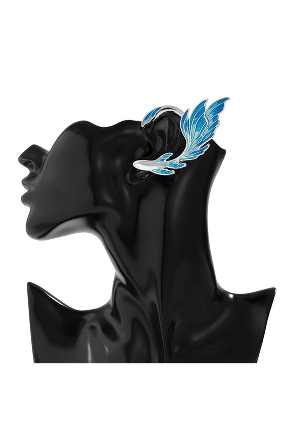 Punk Creative Gradient Blue Fish Ear Cuff Clip Earrings for Women Fashion
