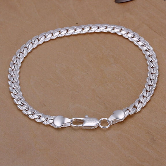 Racing Butterfly Silver Plated Fashion Snake Chain 5 mm Width Bangle Jewelry Trendy Men Bracelets