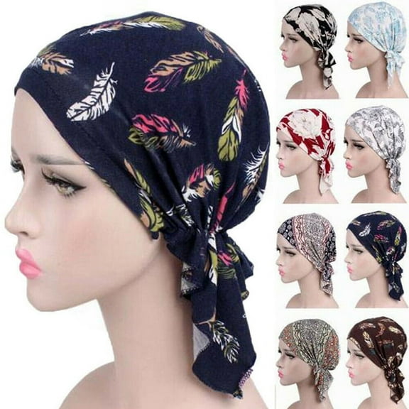 Racing Butterfly Women Muslim Turban Cancer Chemo Cap Stretch Wrap Beanie Head Scarf Cover Hats
