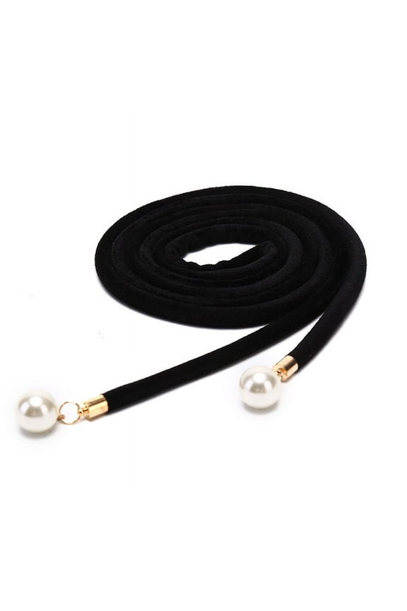 Women Tassel Knot Belt Vintage Pearl Waist Rope Fringed Waistband Girdle Dress