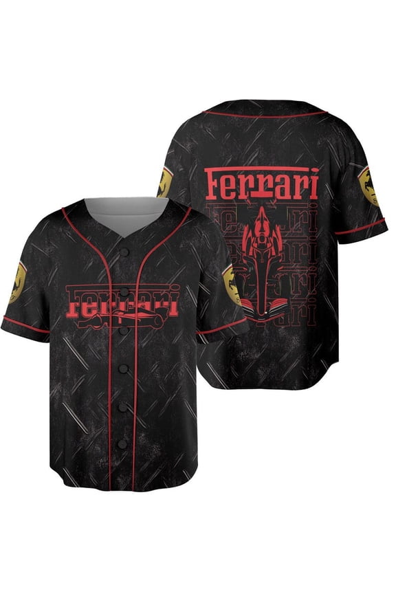 Racing Car Baseball Jersey, Retro Sports Ferrari Formula 1 Tee