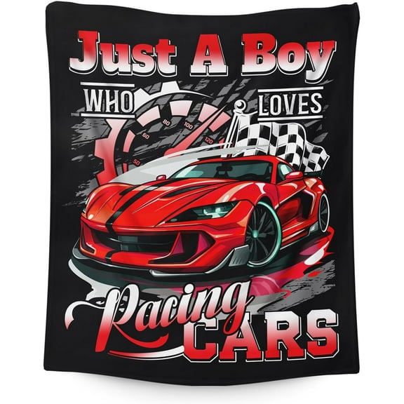 Racing Car Blanket Gifts for Boys - Soft, Fuzzy & Warm - 40x30 Inches Small Blanket for Office, Chair - Red Racing Cars Pattern Cool Throw Blanket Gifts Ideas