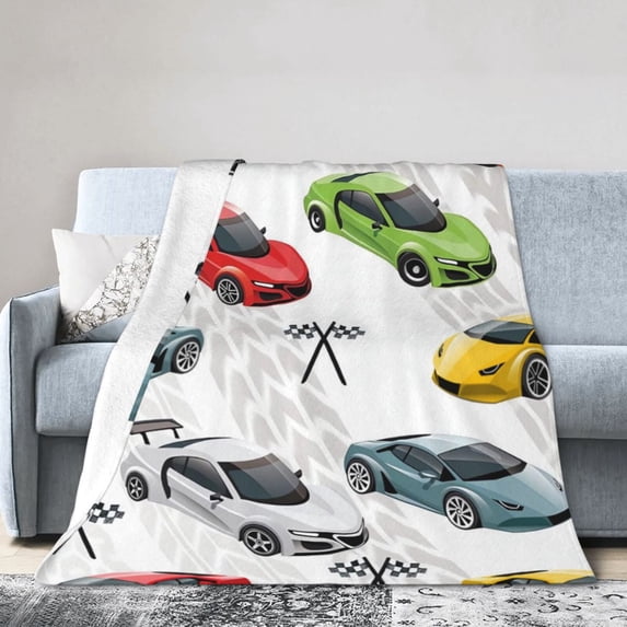 Racing Car Blanket Soft Fleece Blanket Cozy Throw Blankets For Couch Bed Living Room Decoration 80"X60"