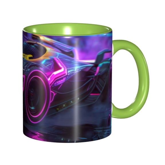 Racing Car Coffee Mug Fun Custom Ceramic Mugs 11oz Green