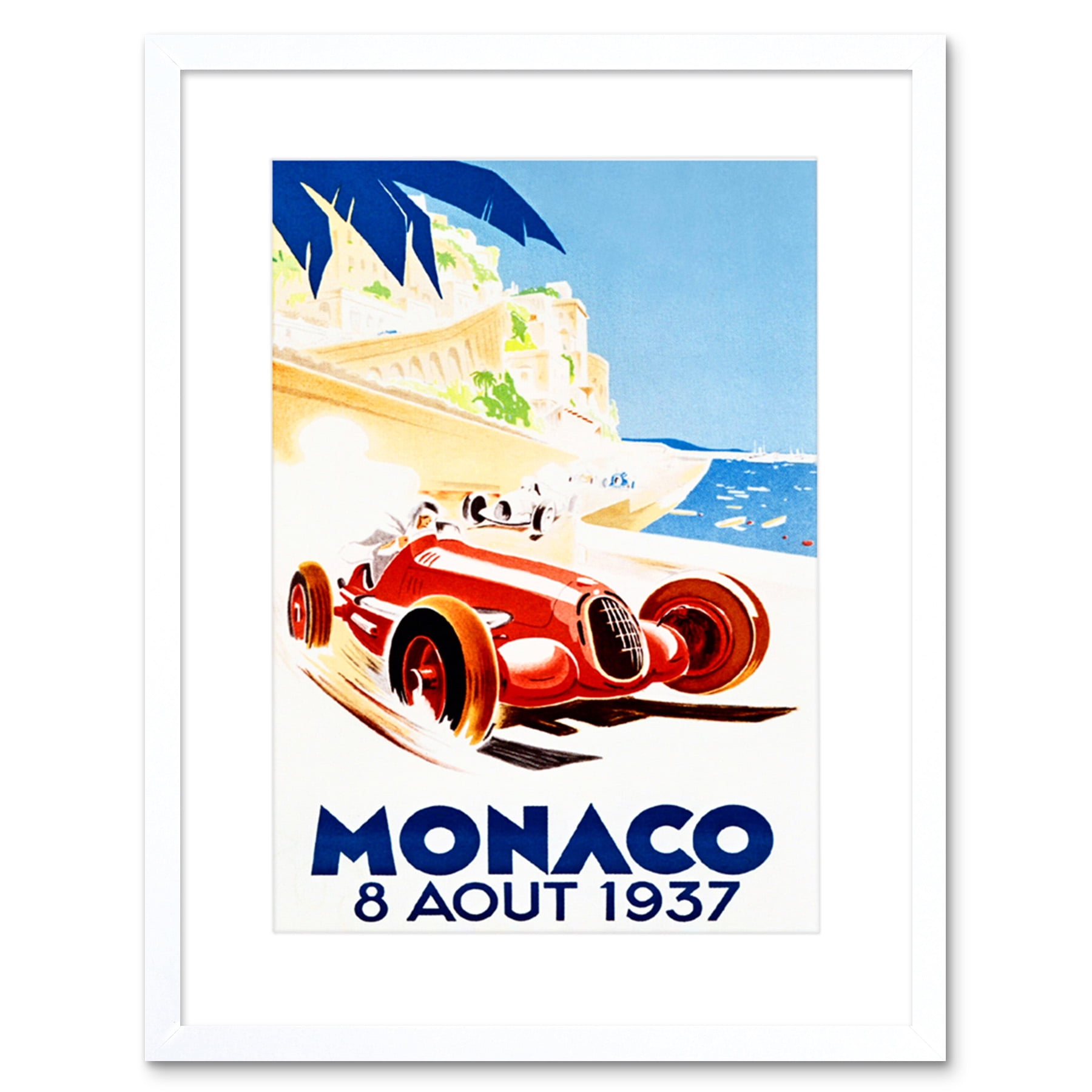 Racing Car Monaco 1937 Grand Prix Artwork Framed Wall Art Print 9X7 ...