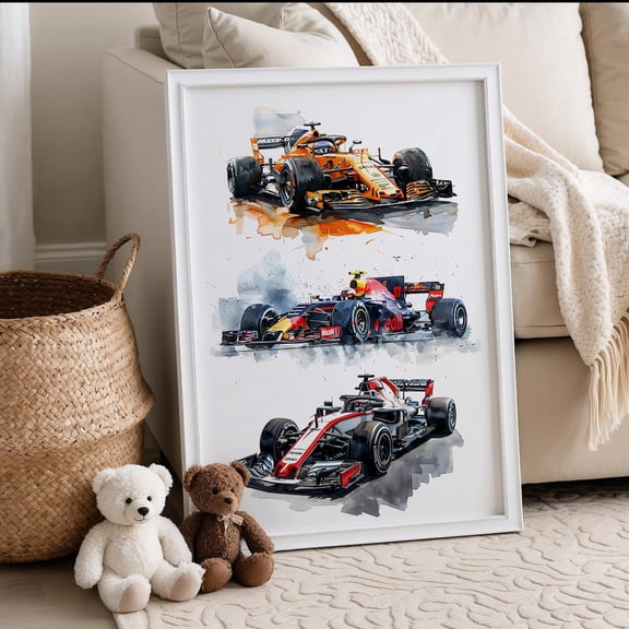 Racing Car Nursery Wall Art, Speed Theme Boys Room Decor, Vehicle Print