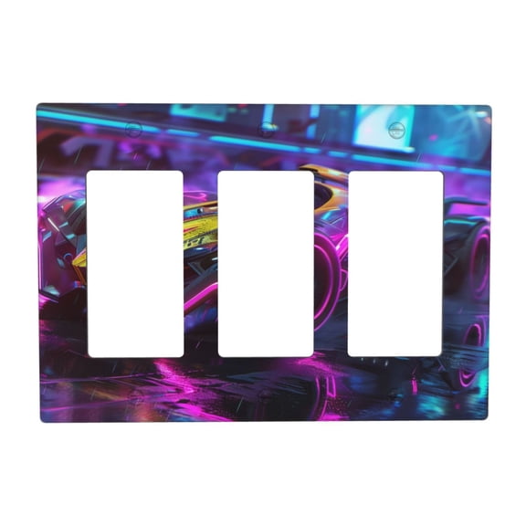 Racing Car Switch Cover Decorative Wall Plate 3-Gang Standard Size