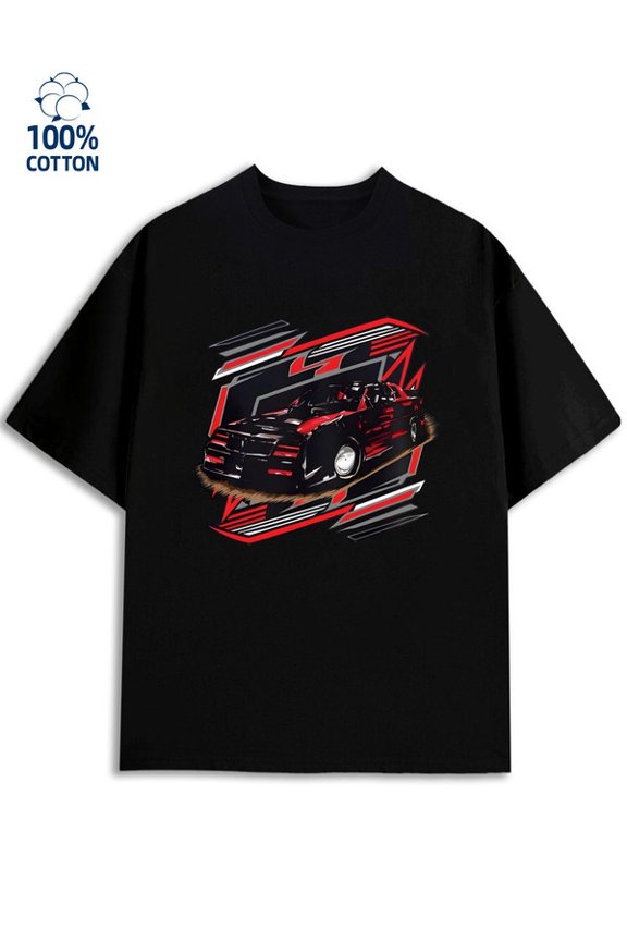 Racing Car Tee for men 180G 100% Cotton black Retro Unisex Shirt Short Sleeve tshirts Unique Design Unisex Shirt Short Sleeve tshirts Fashion Unisex Shirt Graphic Tee tshirts