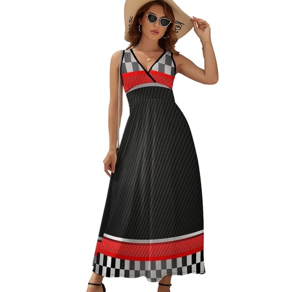 Racing Car Theme Sleeveless Dress Dresses Women Summer Evening Dresses Ladies Bohemia Long Dresses