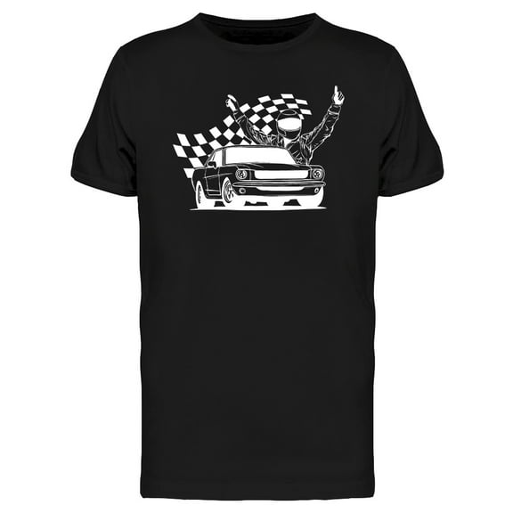 Racing Car With Checker Flag T-Shirt Men -Image by Shutterstock, Male Medium