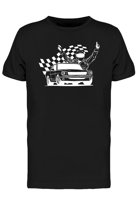 Racing Car With Checker Flag T-Shirt Men -Image by Shutterstock, Male x-Large