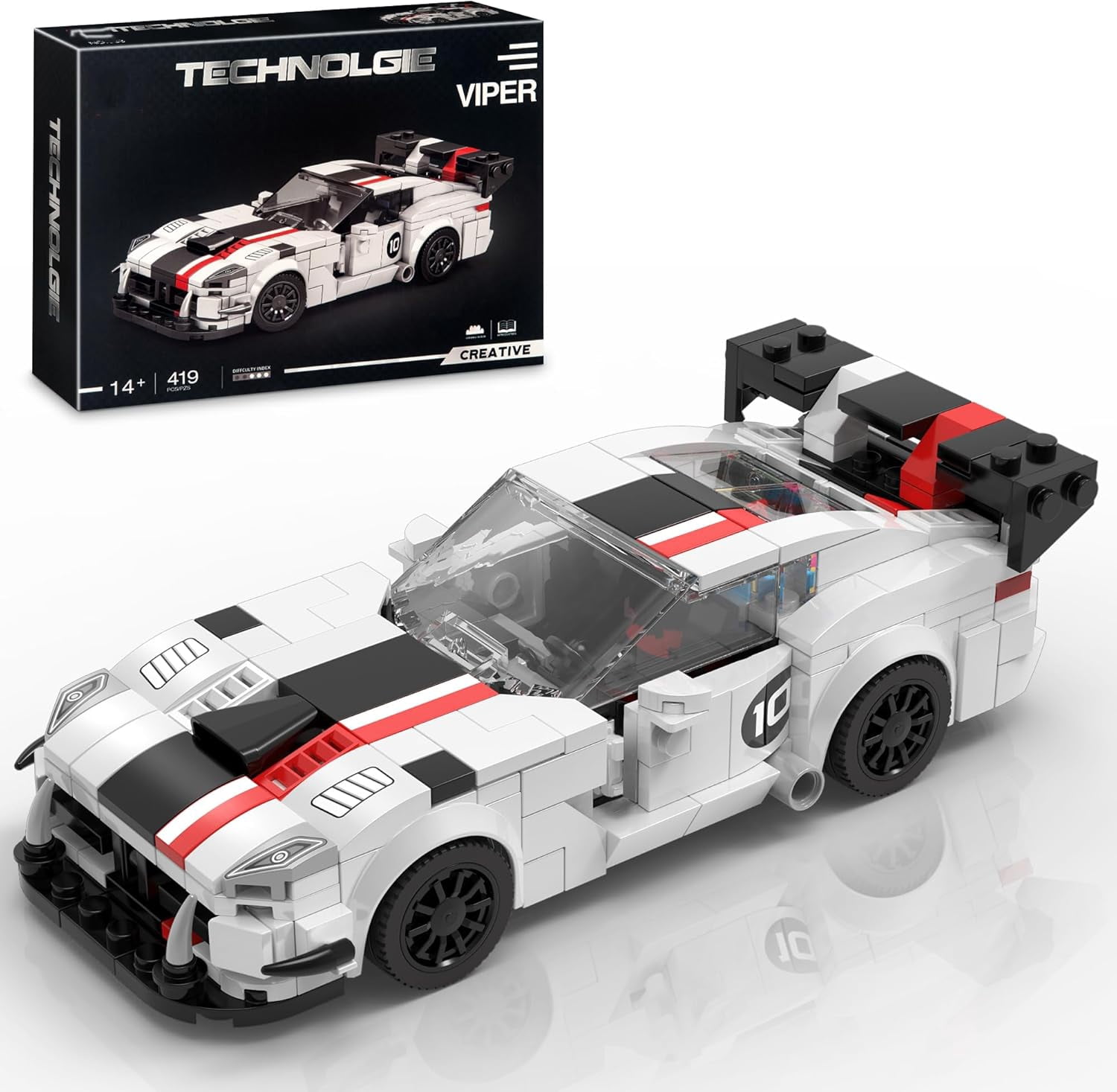Racing Cars Building Block Sets, Super Car Building Kit, Cool DIY Bricks Collectible Model Toy Car, 419 Pieces
