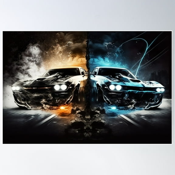 Racing Cars Compared Fast And Furious Style Poster Wall Art, Modern Wall Decor, 8x12 UNFRAMED