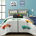 thumbnail image 1 of Racing Cars Reversible Oversized Comforter White 5Pc Set Full/Queen, 1 of 11