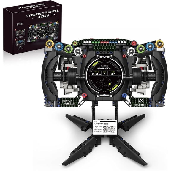 Ylutex Racing Cars Steering Wheel Building Block Set, Formula Simulator Driving Kit Collection Model with Moving Parts & Phone Holder for Adults(904PCS)