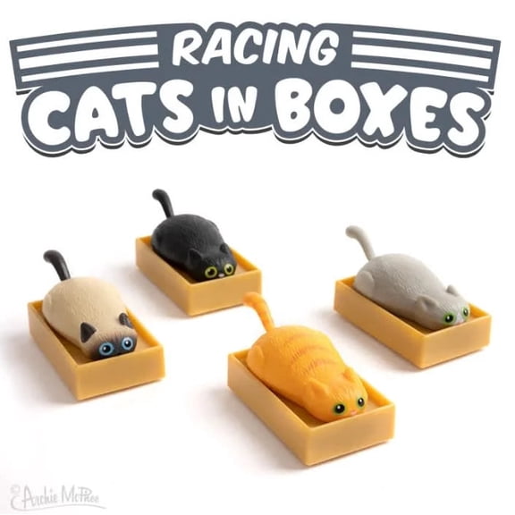 Racing Cats In Boxes Pullback Toy Car - Set of 4