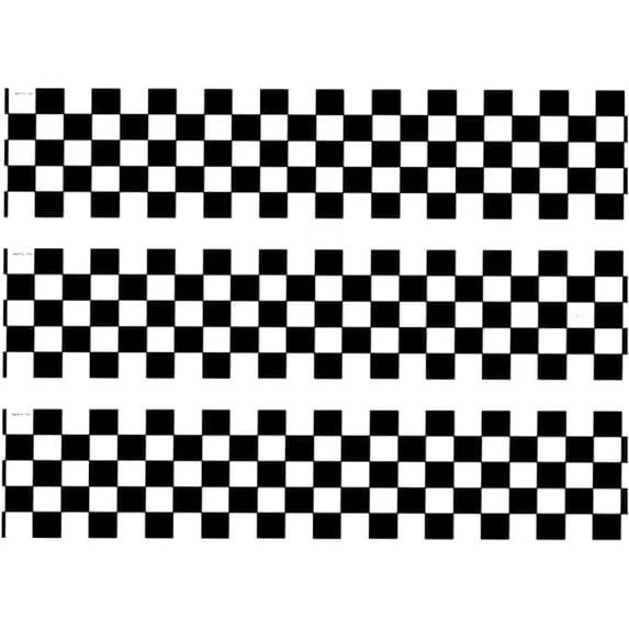 Edible Image Cake Border Strips Black and White Checkered Race Theme, by TNCT (3 Count)