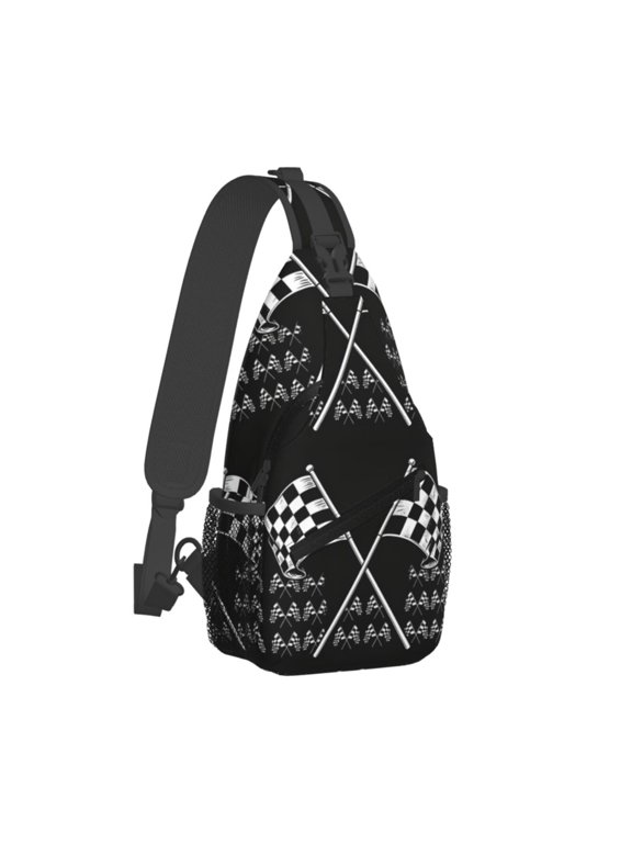 Racing Checkered Flag Sling Crossbody Bag Cross Body Backpack Travel Hiking Daypack