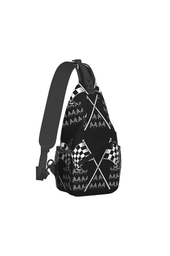 Racing Checkered Flag Sling Crossbody Bag Cross Body Backpack Travel Hiking Daypack