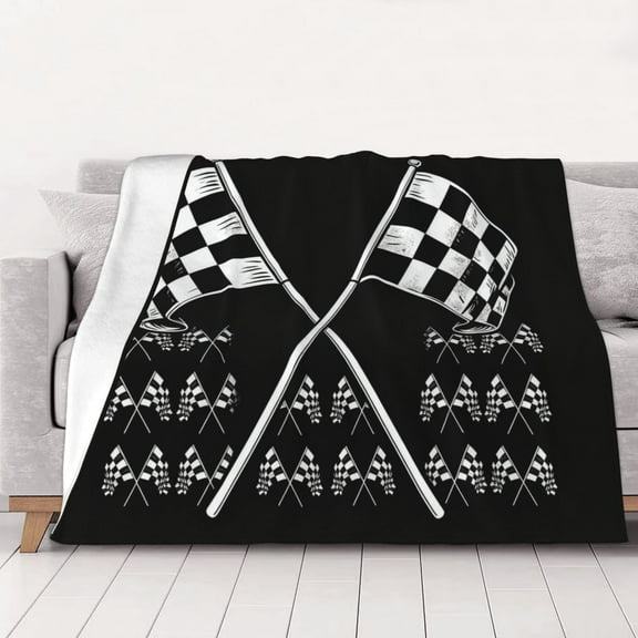 Racing Checkered Flag Throws Blanket Fleece Soft Cozy Warm Plush for Travel Chair Bedroom Living Room Sofa 40"x30"