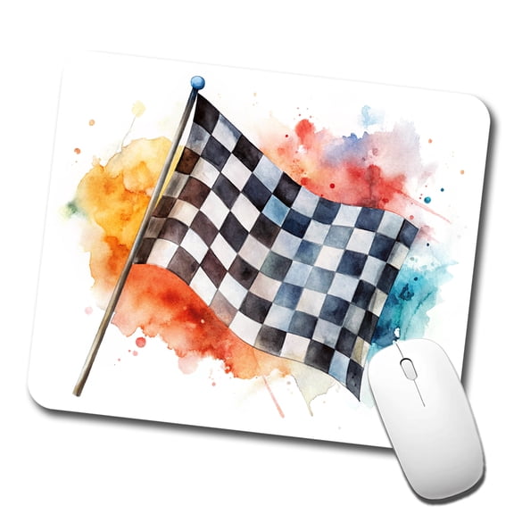 Racing Checkered Flag Watercolor Mouse Pad Low Profile Gaming Mat
