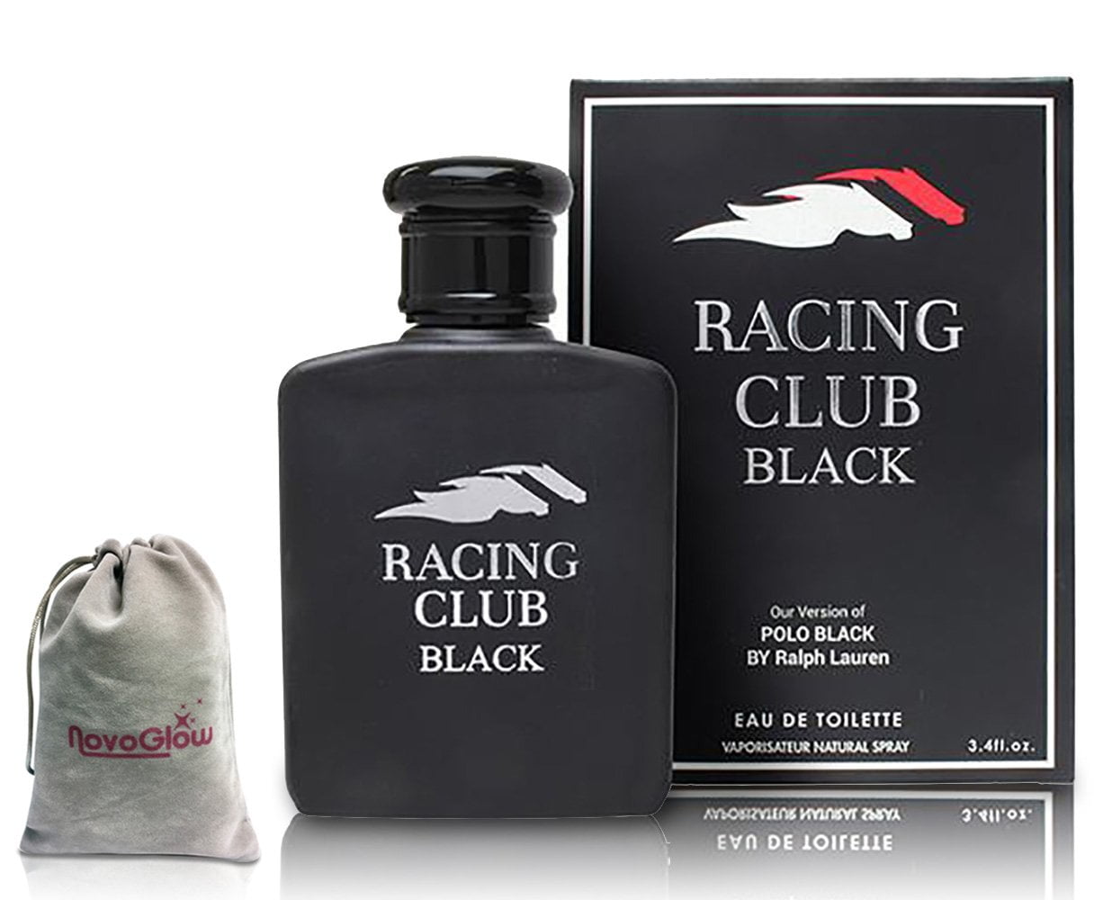 Racing Club Black Eau De Toilette Spray 3.4Oz with Luxury Suede Pouch, Men  Cologne, Casual Daily Cologne-P 