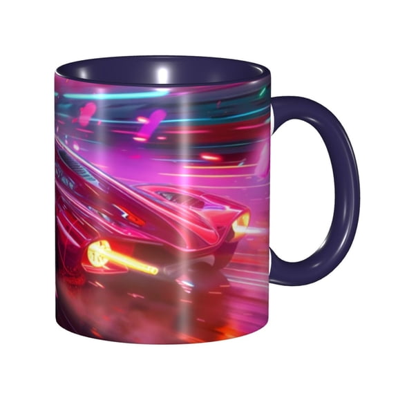 Racing Coffee Mug Fun Custom Ceramic Mugs 11oz Navy Blue