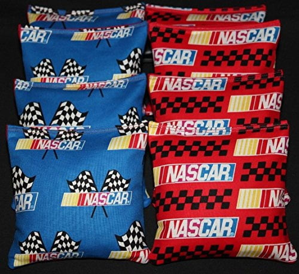 NASCAR Racing Themed Cornhole Bean Bags - Set Of 8 Handmade Checkered Flag Design, Regulation Weight