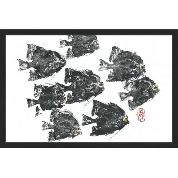 "Racing Fish" Framed Painting Print