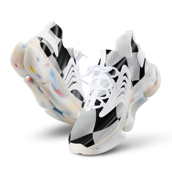 Racing Flag Walking Shoes for Men Woman Lightweight Tennis Fashion Elastic Sports Shoes Cushion Basketball Shoes