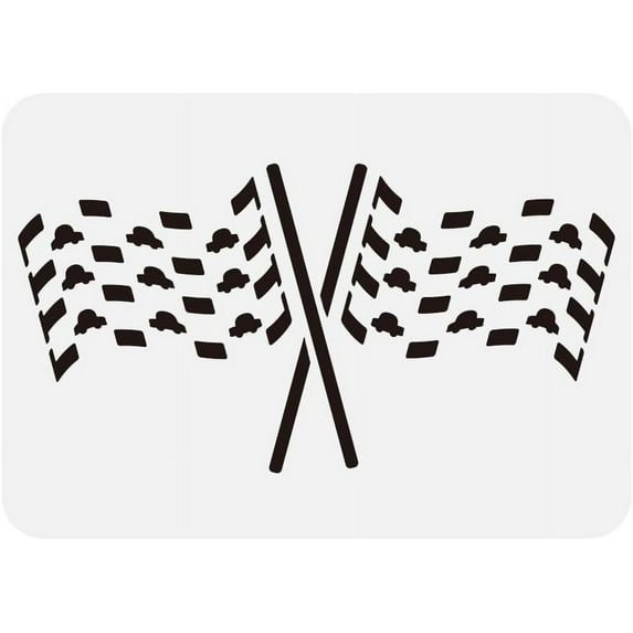 Racing Flags Stencil 8.3x11.7" PET Race Checkered Flag Painting Stencils Car Racing Flags Drawing Large Stencils Reusable Wall Decoration Templates for DIY Projects Airbrush Crafts