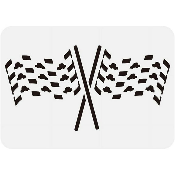 Racing Flags Stencil 8.3x11.7" PET Race Checkered Flag Painting Stencils Car Racing Flags Drawing Large Stencils Reusable Wall Decoration Templates for DIY Projects Airbrush Crafts