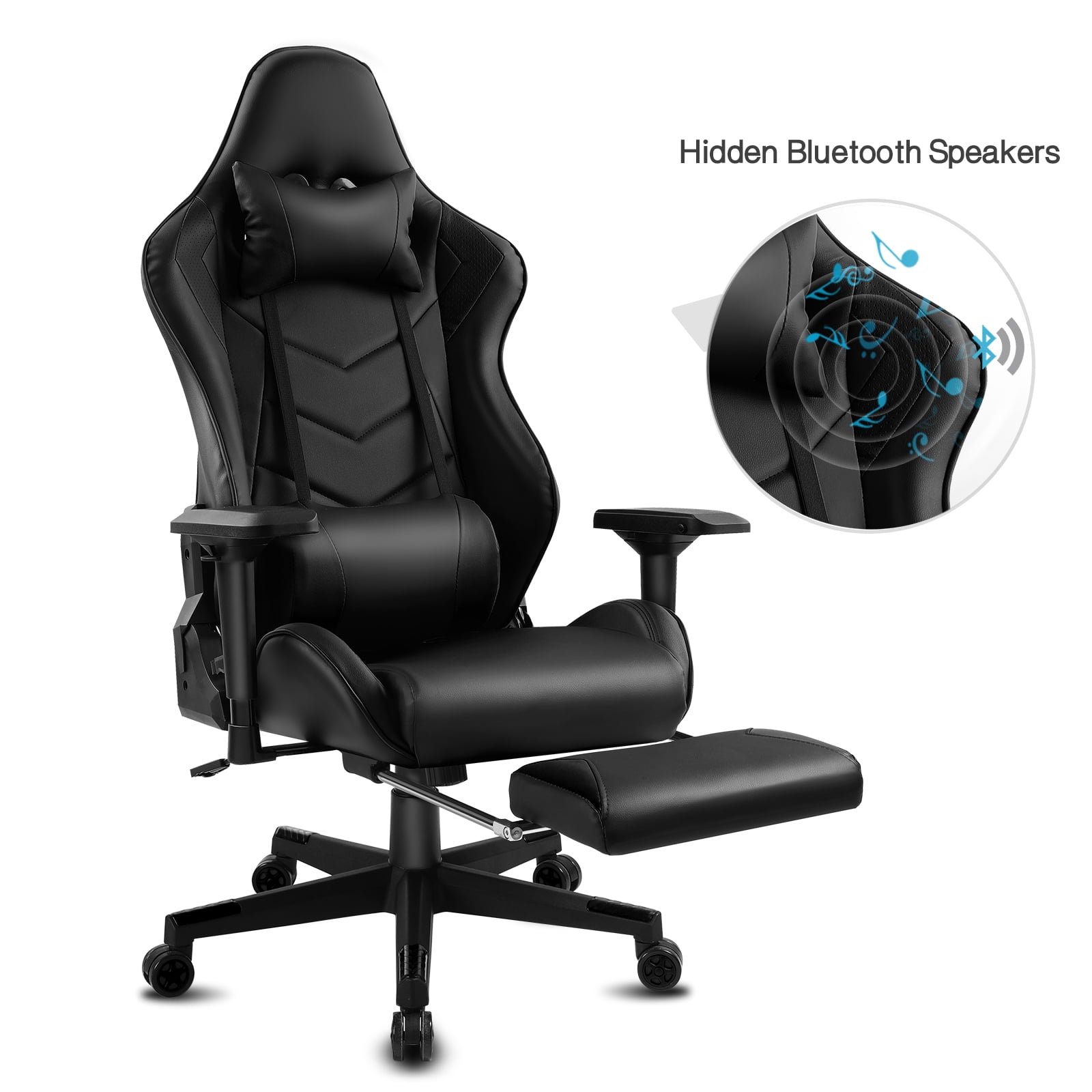 Racing Gaming Chair with Bluetooth Speakers and Footrest, Swivel