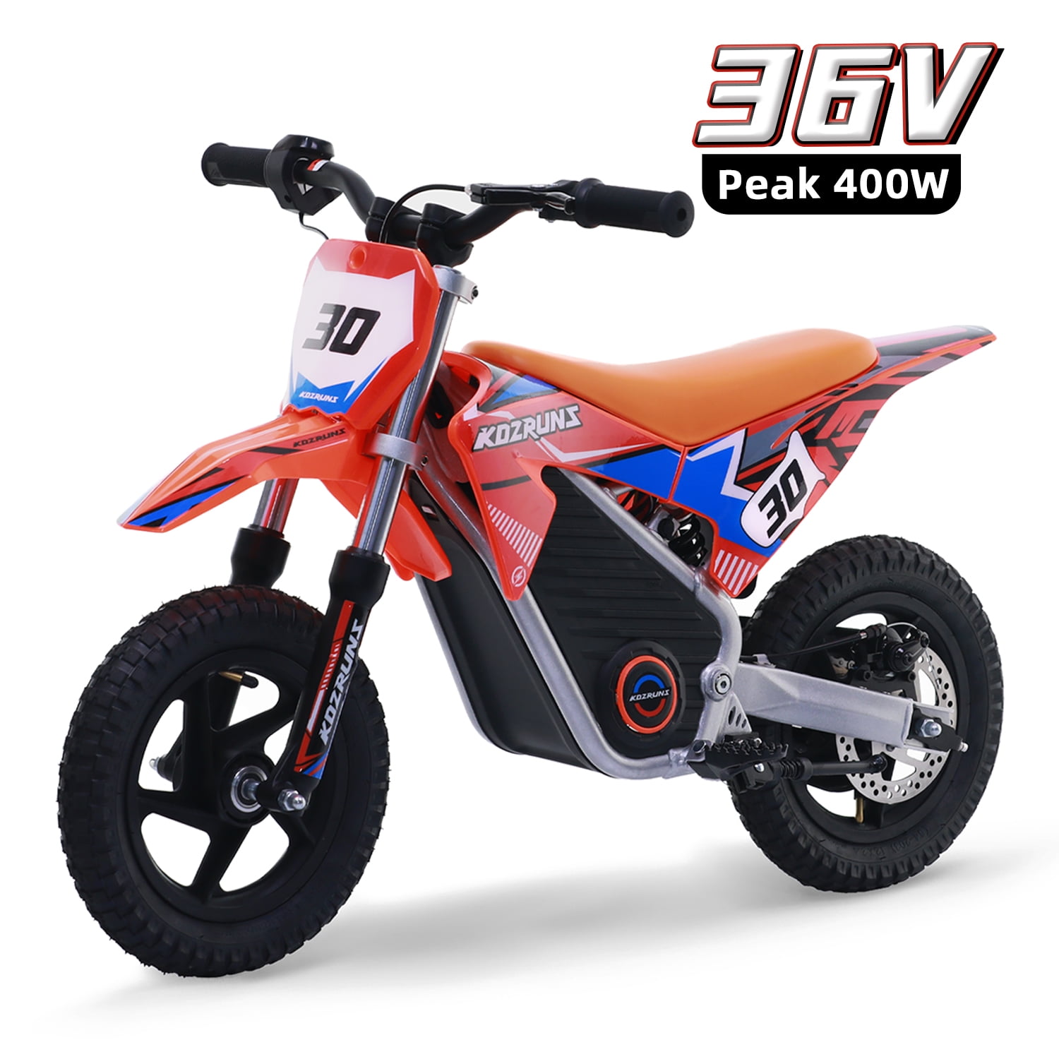 Racing Electric Dirt Bike for Kids, 36V Peak 400W Powerful Motorcycle with Dual Shock Absorption, 12 inch Tires Safe Disc Brake for Ages 3-6 Orange