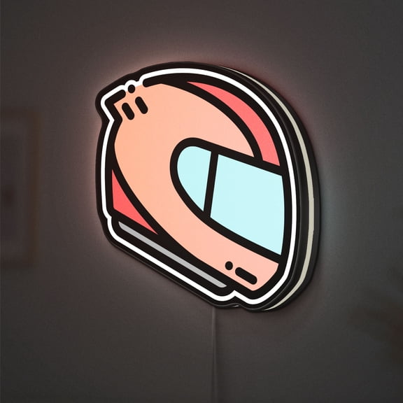 Racing Helmet 3D Novelty Light Box, Motorcycle Sports LED Lamp, Racing Themed Night Light, Rider Gift (Width 16 inch, 40cm)