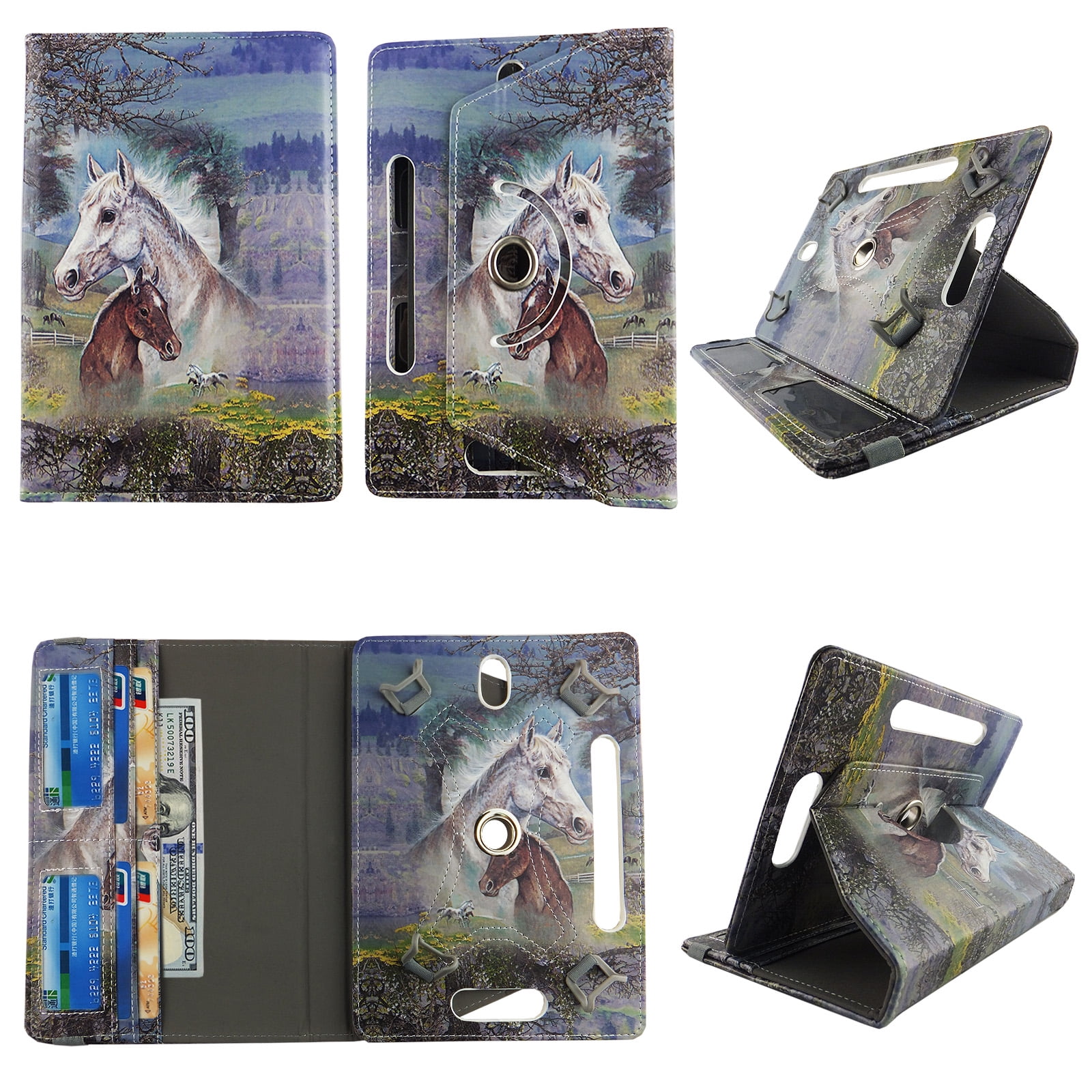 For Walmart Onn 7" Gen 3 2022 (Model:100071481) Universal Tablet Case,Slim PU Leather Multi-Angle Viewing Cover With 360 Degree Rotatable Kickstand For Onn 7 "Gen 3 2022,Flag Fierce Eagle