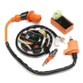 thumbnail image 1 of Racing Ignition Coil CDI Spark Plug Moped Magneto Stator 4 pcs/Set For 49cc 50cc GY6 Scooter, 1 of 6