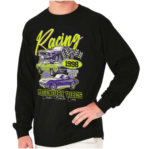 Racing Legendary Vibes Muscle Cars Men's Long Sleeve Tee T Shirt Brisco Brands S