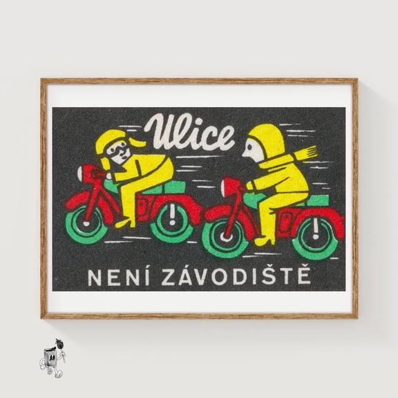 Racing Motorcycles Matchbox Print, Unframed Paper Poster 16x20in