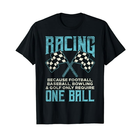 Racing One Ball Checkered Flag Race Car Driver Racer Gift T-Shirt