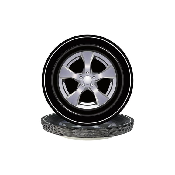 Racing Party Tableware Set, Czzoypi 24-Piece Disposable Tire Track Race Dinnerware, Complete Sports Theme Birthday Paper Plates Cups Napkins Utensils Tablecloth