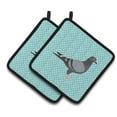 thumbnail image 1 of Racing Pigeon Blue Check Pair of Pot Holders - Blue, 1 of 1