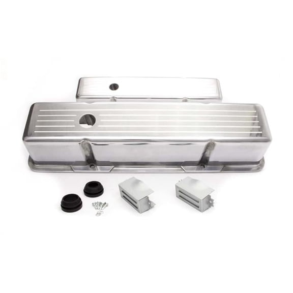 Racing Power Breather Holes Ball Milled Aluminum Valve Covers - Polished