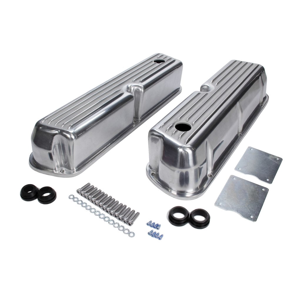 Racing Power Co-Packaged SB Ford Aluminum Valve C overs - Tall Finned