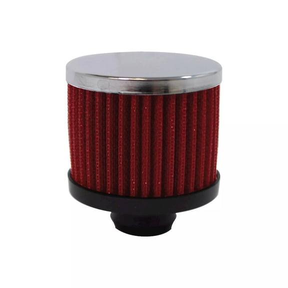 Racing Power Co-Packaged Valve Cover Breather 3in Tall Push In Chrome/Red