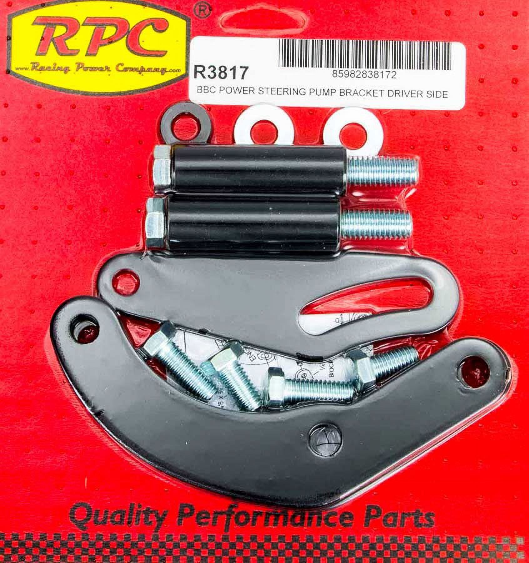 Racing Power R3817 Bbc Power Steering Pump Braket Driver Side Short Water Pump