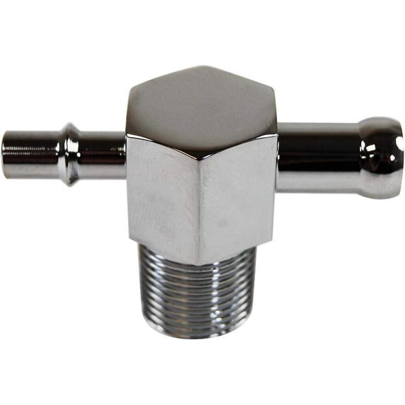 Racing Power RPCR4531 Adapter Tee Fitting 0.5 in. NPT Male x 0.5 in. Hose Barb x 0.5 in. Hose Barb Aluminum Chrome