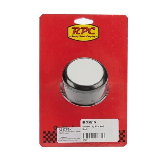 Racing Power RPCR9171BK 0.75 in. Push on Round Breather Cap Neck, Black